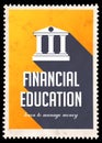 Financial Education on Yellow in Flat Design.