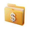 Financial folder 3D icon isolated on white background Royalty Free Stock Photo
