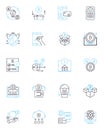 Financial forecasting linear icons set. Projections, Analysis, Trends, Budgeting, Forecast, Predictions, Accuracy line