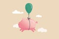 Financial freedom, growth retirement saving or rising profit investment for financial succeed concept, happy cute pink piggy bank Royalty Free Stock Photo