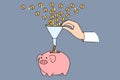 Financial funnel depositing money.