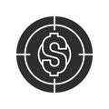 Financial goal black glyph icon. Investment planning. Pictogram for web page, mobile app, promo. UI UX GUI design element