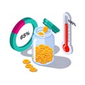 Financial Goal Progress and Savings Tracking Isometric Illustration Royalty Free Stock Photo