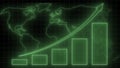 Financial graph on blurred world map background - abstract stock market charts on financial data view - business growth bar graph