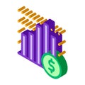 Financial Graph Chart And Coin Dollar isometric icon