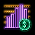 Financial Graph Chart And Coin Dollar neon glow icon illustration