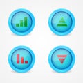 Financial graph set on glossy icons Royalty Free Stock Photo