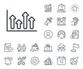 Growth chart line icon. Upper arrows sign. Salaryman, gender equality and alert bell. Vector