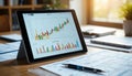 Financial Graph on Tablet with Accounting Documents Royalty Free Stock Photo