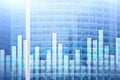 Financial graphs and charts on blurred business center background. Invesment and trading concept Royalty Free Stock Photo