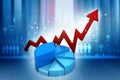 Financial graphs and charts show business growth