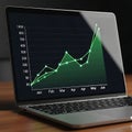 Financial Growth Chart on Laptop Screen Royalty Free Stock Photo