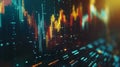 Financial growth chart for stock market investment trading. Closeup stock market data chart visualization Generative AI