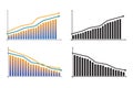 Financial growth chart with trend line graph. Growth bar chart of economy. Financial decline. Economic crisis, decrease graph. Royalty Free Stock Photo