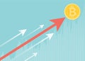 Financial growth concept with golden Bitcoins. up or down income graph with bitcoin vector design Royalty Free Stock Photo