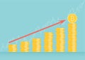 Financial growth concept with golden Bitcoins. up or down income graph with bitcoin vector design Royalty Free Stock Photo