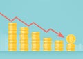 Financial growth concept with golden Bitcoins. up or down income graph with bitcoin vector design Royalty Free Stock Photo