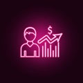financial growth of an employee icon. Elements of HR & Heat hunting in neon style icons. Simple icon for websites, web design,