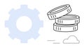 Abstract Business and Technology Concept with Gear, Coins Stack, and Cloud Elements Royalty Free Stock Photo