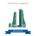 Financial Harbor Bahrain landmarks vector flat attraction travel