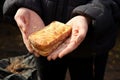 Financial hardship womans last money for bread amid global crisis