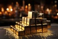 Financial harmony Gold bar rests on stocks graph, symbolizing profitable investment alignment