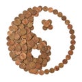 Financial harmony. Yin Yang symbol made of money