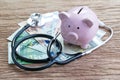 Financial health check or EU economic concept, saving pink piggy