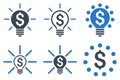 Financial Idea Bulb Flat Glyph Icons