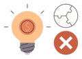 Financial Ideas and Problem-solving Concept with Light Bulb, Puzzle, and Cross Symbol Royalty Free Stock Photo