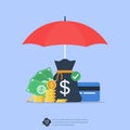 Financial or income protection concept, financial coverage vector illustration
