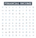 Financial income vector line icons set. Income, Finance, Profit, Revenue, Cash, Dividends, Gains illustration outline