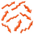 Financial indication arrows set. Orange 3d shiny icons