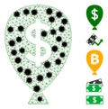 Financial Inflation Balloon Carcass Mesh Pictogram with Virus Centers