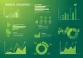 Financial infographic set on a green gradient background Royalty Free Stock Photo