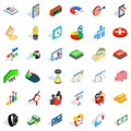 Financial injection icons set, isometric style