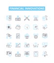 Financial innovations vector line icons set. Investment, Lending, Crowdfunding, Banking, Payments, Insurtech