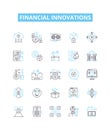 Financial innovations vector line icons set. Investment, Lending, Crowdfunding, Banking, Payments, Insurtech