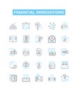 Financial innovations vector line icons set. Investment, Lending, Crowdfunding, Banking, Payments, Insurtech