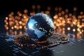 Financial insight 3D rendering of digital earth with dynamic graph