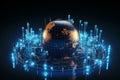 Financial insight 3D rendering of digital earth with dynamic graph