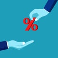 Financial interest rates. male hand holding interest rate percentage icon