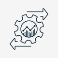 Financial Invest Management Line Icon. Process of Investment and economic. Operating Cost symbol. Gear and Arrow Line