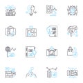 Financial investigation linear icons set. Fraud, My, Audit, Investigation, Accounting, Corruption, Scandal line vector