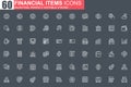 Financial items thin line icon set.