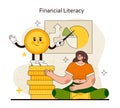Financial Literacy concept. Grasping money management with savings and investment education.
