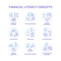 Financial literacy concept icons set