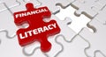 Financial literacy. The inscription on the missing element of the puzzle Royalty Free Stock Photo