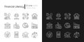 Financial literacy linear icons set for dark and light mode