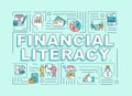 Financial literacy word concepts banner